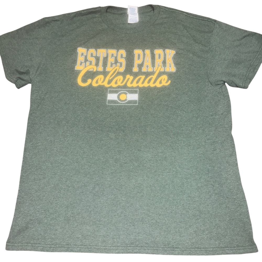 Delta Mens Estes Park Colorado Graphic T-Shirt L Green Short Sleeve Souvenir